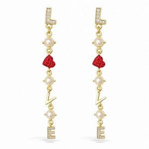 ❤️‍🔥 LOVE Dangle Earrings | 18K Gold Plated With Pearls & Zirconia ⚜️💎